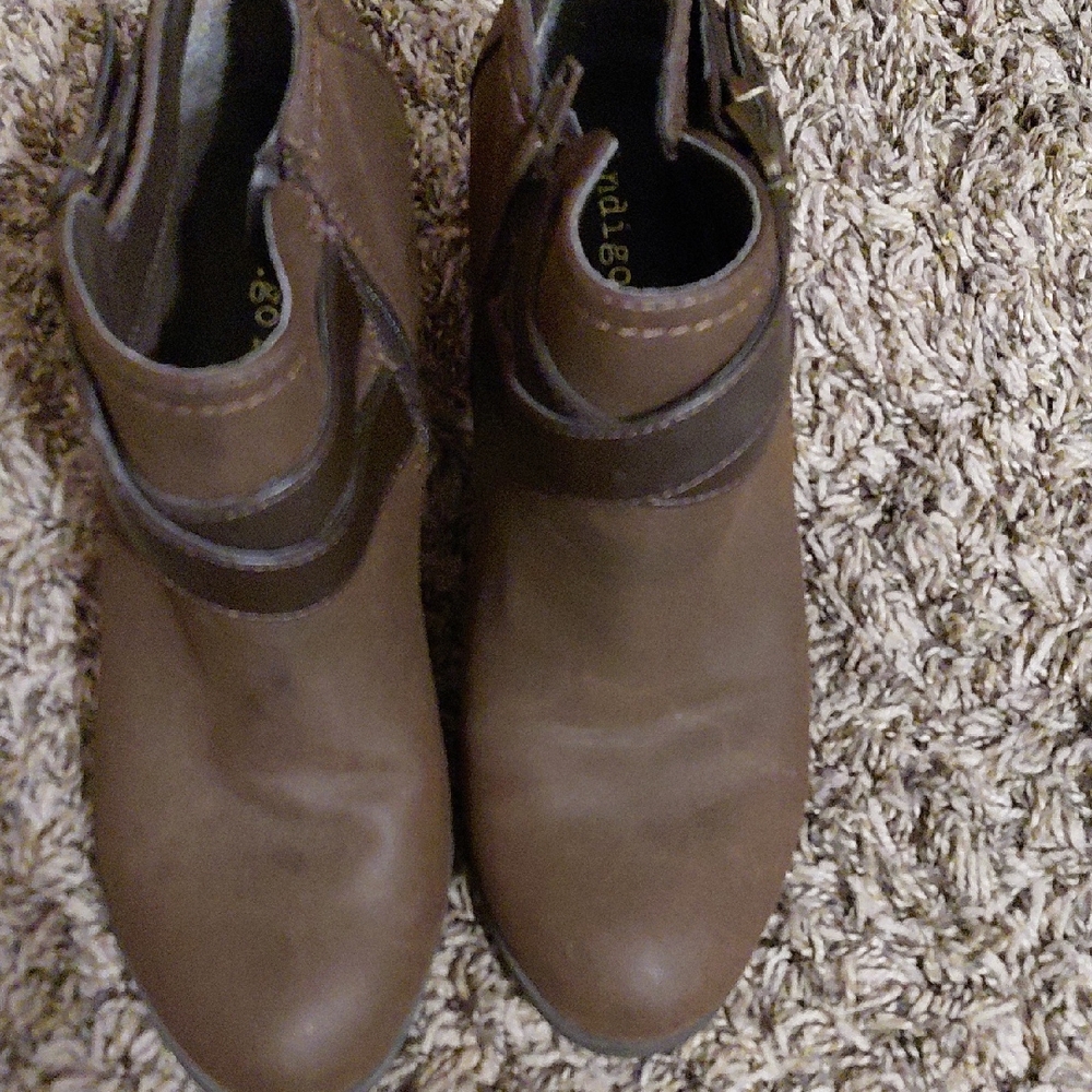 Indigo Brown Heeled Ankle Boots